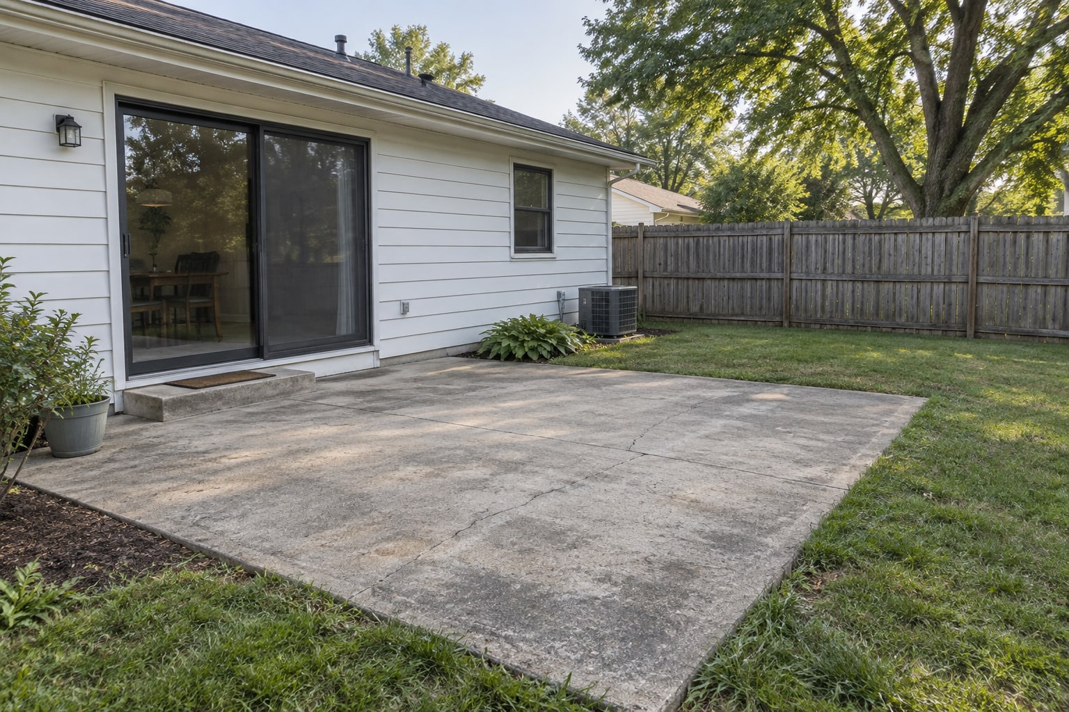 Concrete & outdoor spaces · Room to enjoy: before, AI concept